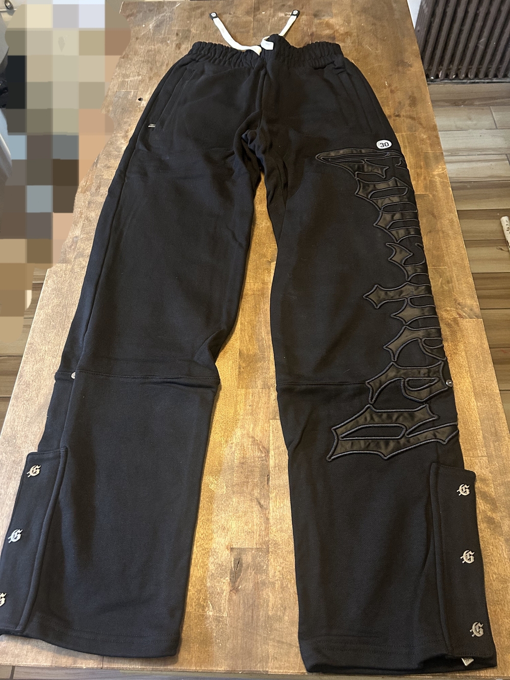 Godspeed black xsmall fits small sweatpants with contrast blackstitching.